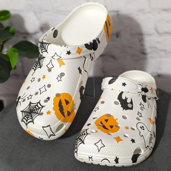 Halloween slip on foam clogs like Crocs, bat spider ghost Jack o lantern 9.5-10 - Picture 4 of 5